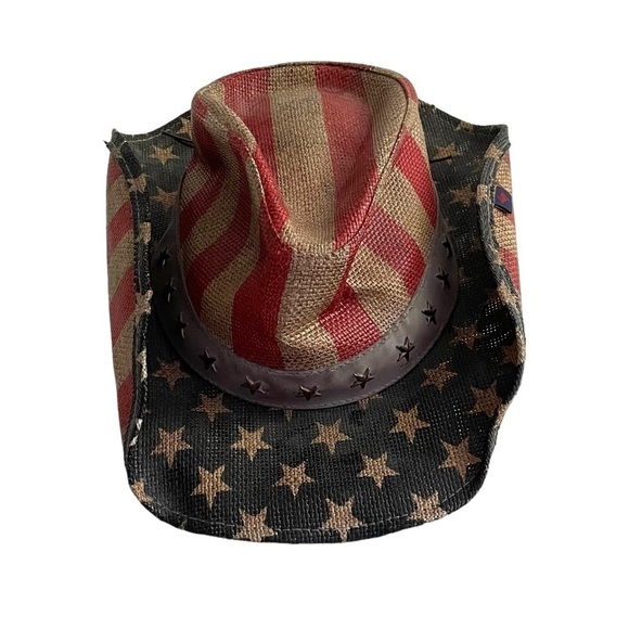PETER GRIMM Ltd. Men's Justice American Flag Star Studded Straw Cowboy Hat - Picture 14 of 14